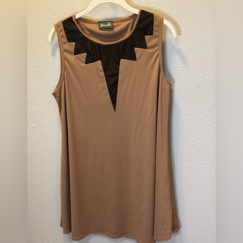Maude Retro Contemporary Swing Tunic Top Black Camel Women’s Size Small Medium